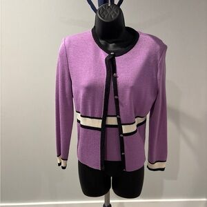 Vintage St. John lavender cardigan with match tank top size small